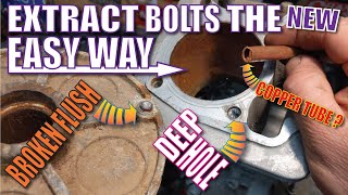 Extract Broken bolts from deep hole NEW easy WAY [upl. by Nanine]