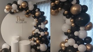 Black White and Gold balloon garland  With Circular backdrop Tutorial [upl. by Hujsak]