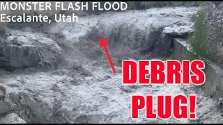 INTENSE FLASH FLOOD with debris plug intercepted by Dominator Drone in Escalante Utah [upl. by Ydnil]