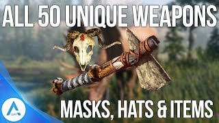 All 50 Unique Secret Weapons Hats Masks Items and How to Get Them  Red Dead Redemption 2 [upl. by Delanos]