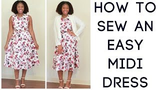 How to Sew An Easy Midi Dress [upl. by Amoakuh253]