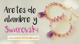 Cómo hacer aretes de alambre con Swarovski muy fáciles 87 [upl. by Hallimaj]