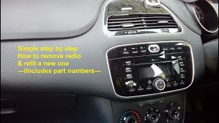 Fiat Punto Evo 2009 2015 radio removal amp refit guide  part numbers used [upl. by Analiese]