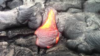 Glowing basaltic lava and forming pahoehoe [upl. by Ilat787]