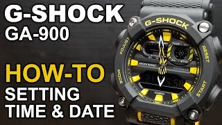 Gshock GA900  Setting time and date tutorial [upl. by Elamor]