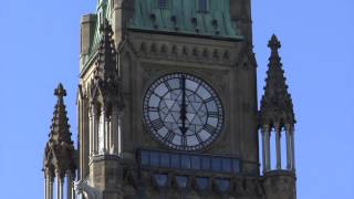 Ottawa Ontario Canada  Parliament Hill  Peace Tower Rings HD 2015 [upl. by Luthanen117]