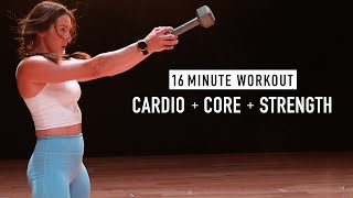 16 MINUTE  CARDIO  CORE  STRENGTH Tabata Workout Dumbbells amp Bodyweight [upl. by Nosloc447]