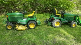 Comparing the John Deere 425 and 445 Garden Tractor Models [upl. by Nelg]