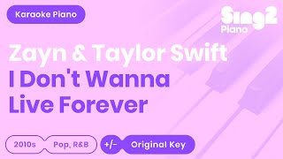 ZAYN Taylor Swift  I Dont Wanna Live Forever Piano Karaoke [upl. by Seabury]