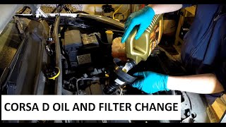 Vauxhall Corsa D Oil and Filter change diy [upl. by Anertak260]