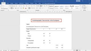 How to make demographic table According to APA 7th [upl. by Rubinstein]