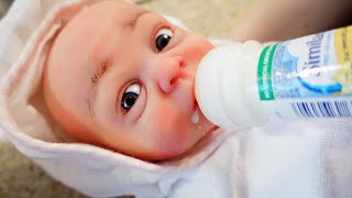 Silicone Reborn Baby Doll Routine with Full Body Silicone Newborn Baby [upl. by Ewer822]