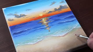 Sunrise  Easy acrylic painting for beginners  PaintingTutorial  Painting ASMR [upl. by Anan]