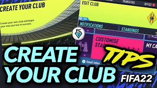 FIFA 22 CREATE YOUR CLUB TIPS [upl. by Elberta]