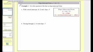 Determining Linear Equations in SlopeIntercept Form  Part 1 L111A [upl. by Palmore]