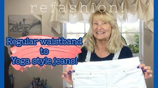 How to Put an Elastic Waistband on your Jeans refashion [upl. by Eutnoj]