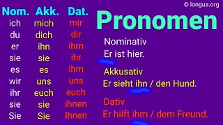 Übungen zu den Pronomen Nominativ Akkusativ Dativ Genitiv Tabelle Beispiele Mix mich mir [upl. by Ahsoet]