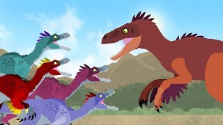 Dinosaurs cartoons battles Velociraptor vs Utahraptor  Dinosaurs Fighting  DinoMania [upl. by Ahselrak]