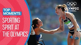 Top 10 Moments of Olympic Sporting Spirit  Top Moments [upl. by Ahseek624]