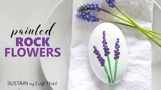 Simple Flower Rock Painting for Beginners  Gorgeous Grape Hyacinths [upl. by Madonna896]