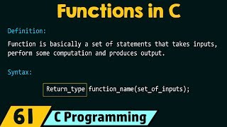 Introduction to Functions in C [upl. by Madea946]