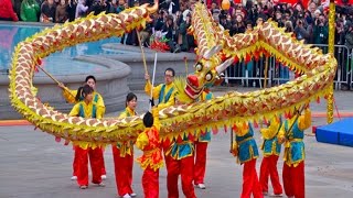 Dragon dance in London Chinese new year celebration [upl. by Neehcas]