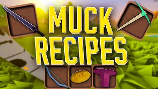 MUCK RECIPES  Armor Tools Weapons Cooking [upl. by Dorolice]