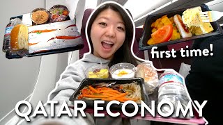 Qatar Airways ECONOMY FOOD Review ✈️ LA to Thailand Layover in Doha [upl. by Amin]