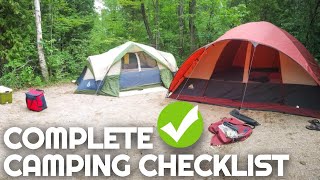 Complete Camping Checklist  Everything You Need for a Weekend of Camping  Camping for Beginners [upl. by Eceinahs]