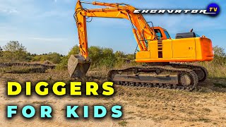 🦺 Diggers For Kids Diggers at Work  Mini Excavator Dump Trucks Cranes Flatbed  Diggers TV [upl. by Tierney]