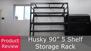 90 inch Husky 5Shelf Storage Rack Review  Heavy Duty Storage Shelving [upl. by Ynaffet]