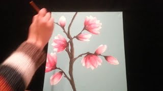 How to paint magnolia blossoms  STEP by STEP [upl. by Niamert]