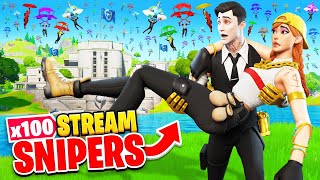 We TRY TO SURVIVE vs 100 Stream Snipers at THE AGENCY Fortnite [upl. by Guendolen118]