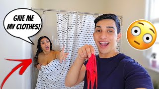 STEALING MY GIRLFRIENDS CLOTHES WHILE SHE SHOWERS Hilarious [upl. by Esiuol]