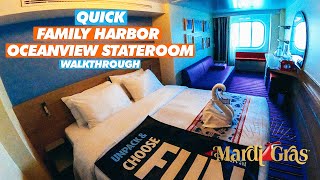 Carnival Mardi Gras Family Harbor Oceanview Stateroom Tour [upl. by Anisamot]