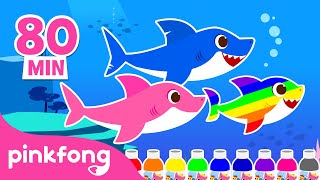 Baby Sharks Coloring Fun and more 🌈 Learn Colors  Compilation  Pinkfong Videos for Children [upl. by Oidiple169]