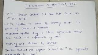 The Indian Contract Act 1872Meaning and nature of contract Bcom 1 st year [upl. by Aihsekin]