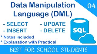 4 What is Data Manipulation Language in SQL Using SELECT INSERT UPDATE DELETE commands in MySQL [upl. by Noruq533]