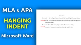 How to Make a Hanging Indent in Word APA MLA etc [upl. by Saraann]