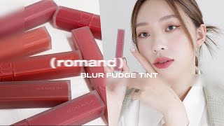 ROMAND NEW霧泥唇釉 BLUR FUDGE TINT Lip Swatches  heyitsmindy [upl. by Horowitz355]