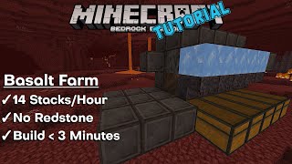 FAST Basalt Farm  14 STACKSminute  NO Redstone  Build UNDER 3 minutes  Minecraft BedrockJava [upl. by Demakis]