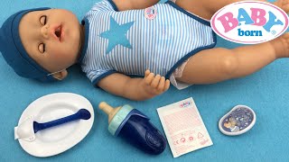 Feeding Baby Born Interactive Boy Doll With Name Reveal [upl. by Steinke]