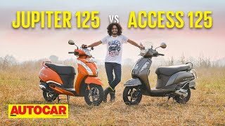 TVS Jupiter 125 vs Suzuki Access 125  The Better Family Scooter  Comparison  Autocar India [upl. by Lerred]