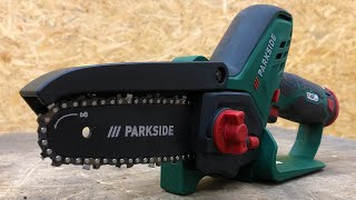 Lidl PARKSIDE ® PGHSA 12 A1 Chainsaw Unboxing and Test  Einhand Kettensäge Astschneider [upl. by Kcerred]