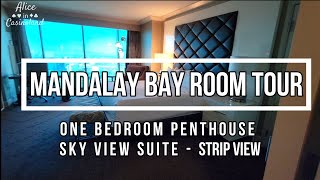 Mandalay Bay Room Tour  One Bedroom Penthouse Sky View Suite  Strip View [upl. by Ailee]