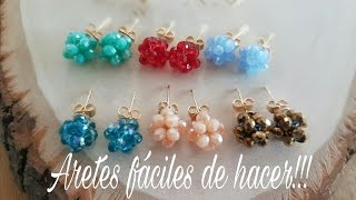 ARETES DE BOLITA CON CRISTALES Con Cecy Love Bisuteria [upl. by Nahtannoj]