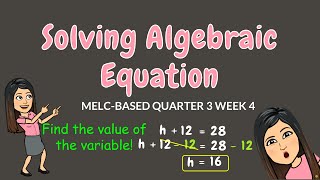 SOLVING ALGEBRAIC EQUATIONS  GRADE 6 [upl. by Cyprio961]