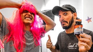 SUPERGLUED PINK WIG TO HEAD PRANK Will NOT come off [upl. by Prosperus]