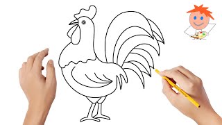 How to draw a rooster 3  Easy drawings [upl. by Akimat]