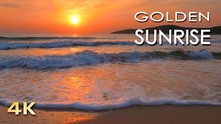 4K Golden Sunrise  Nature Relaxation Video  Relaxing Sea Ocean Waves Sounds  NO MUSIC  UHD 2160p [upl. by Llebyram]